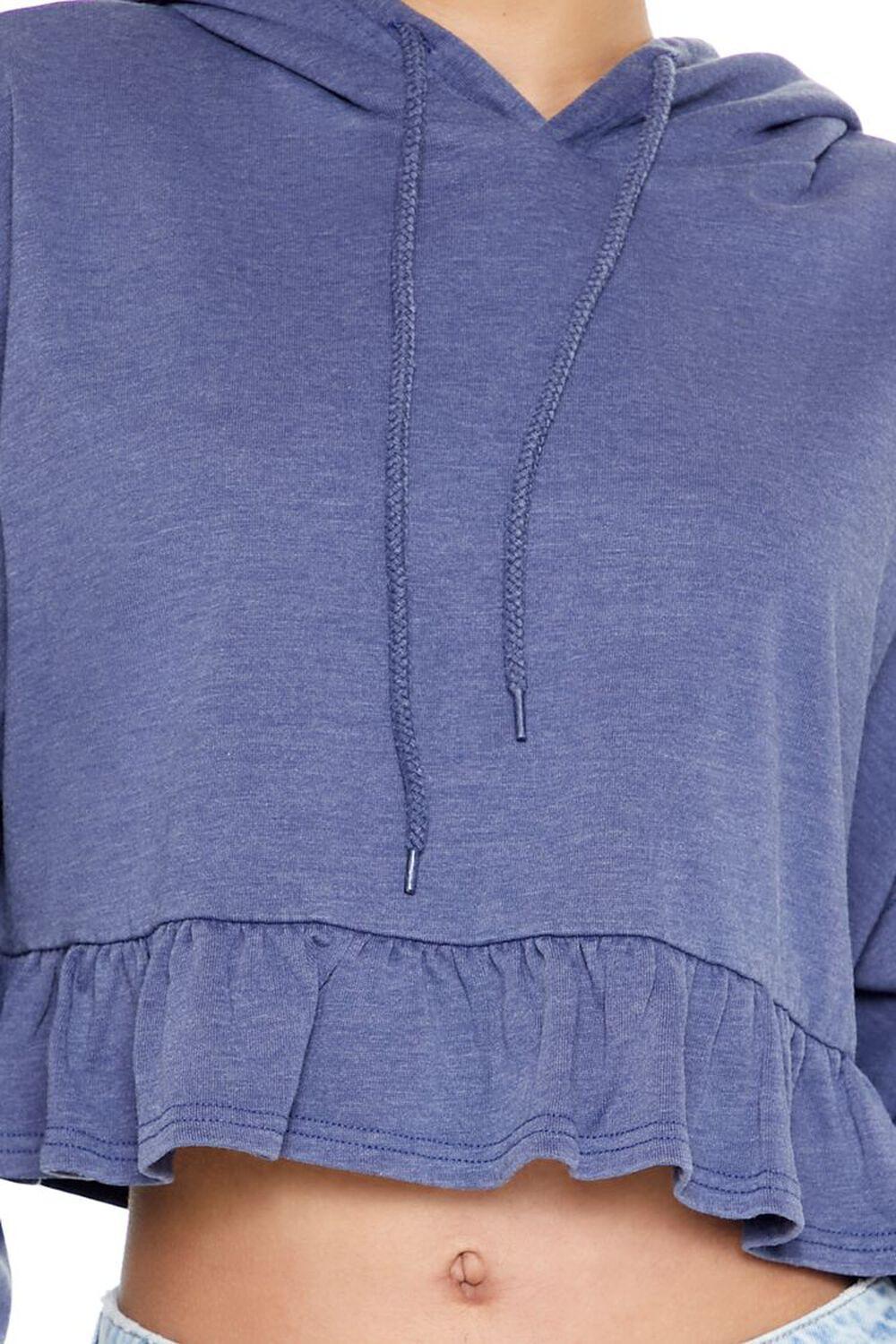 Cropped Ruffle-Hem Hoodie | Forever 21 Product Image