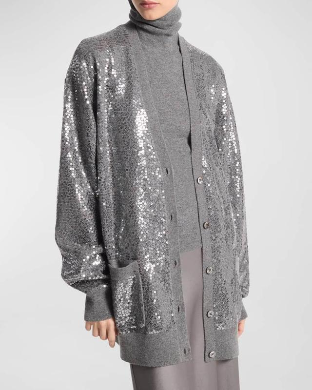 Embellished Sequin Oversized Cardigan Product Image