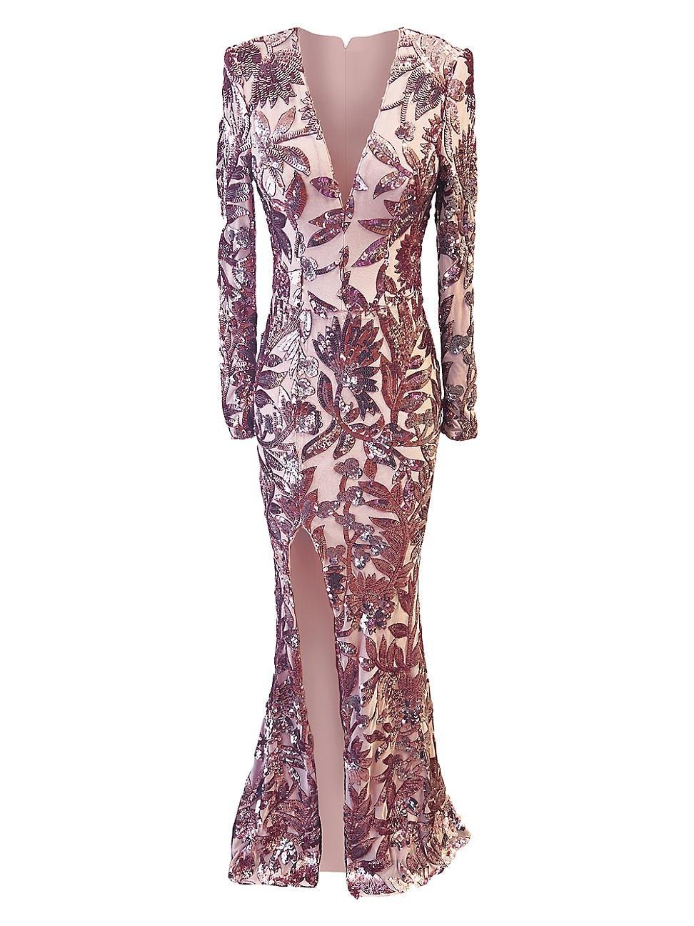 Womens Alessandra Sequin Floral Mermaid Gown Product Image