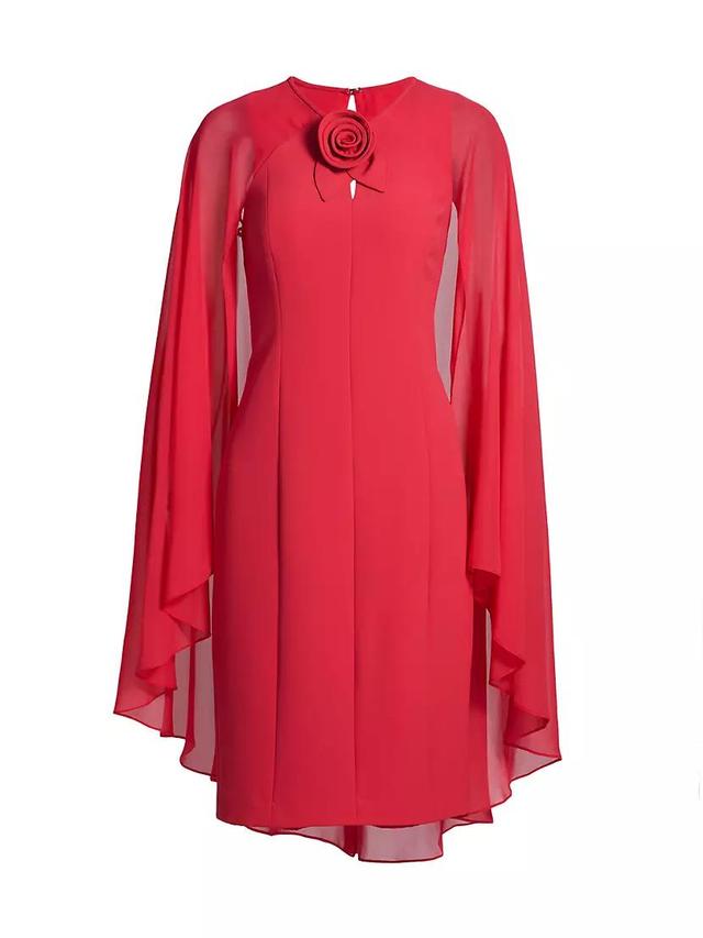 Chiffon Cape-Sleeve Cocktail Midi-Dress Product Image