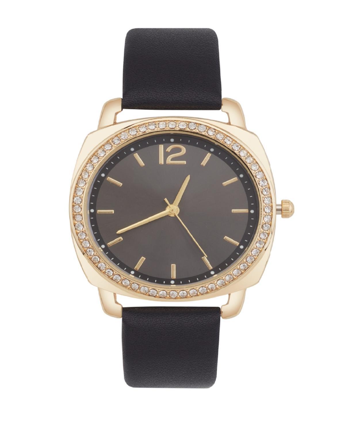 Jessica Carlyle Womens Analog Black Leather Strap Plain Watch 34mm Black Product Image