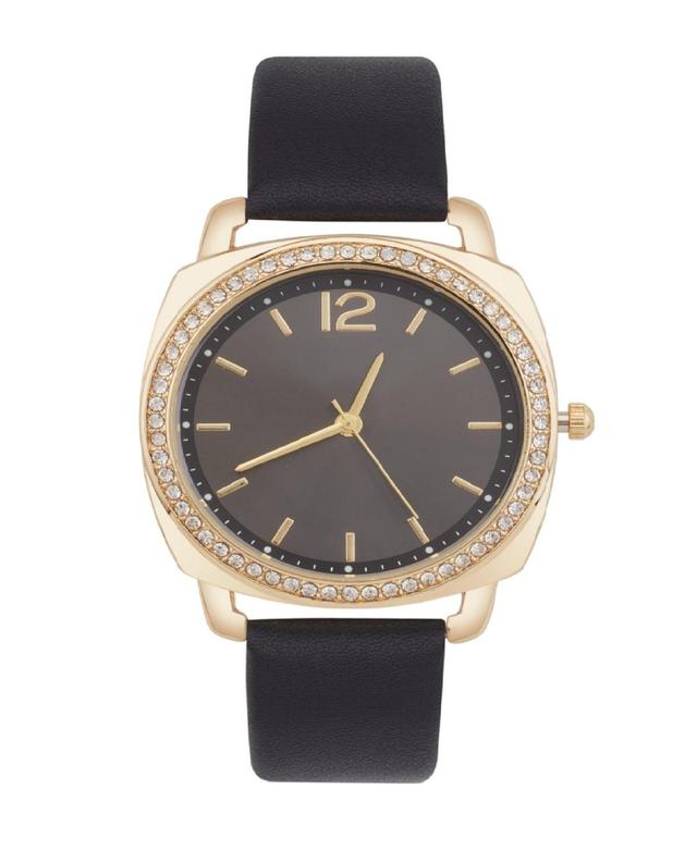 Jessica Carlyle Womens Analog Black Leather Strap Plain Watch 34mm Black Product Image