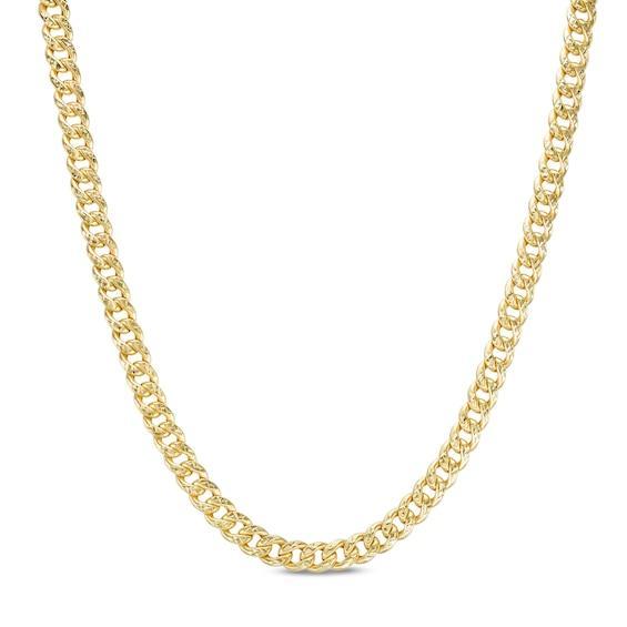 Italian Gold Men's 5.6mm Diamond-Cut Cuban Curb Chain Necklace in Hollow 10K Gold - 22" Product Image