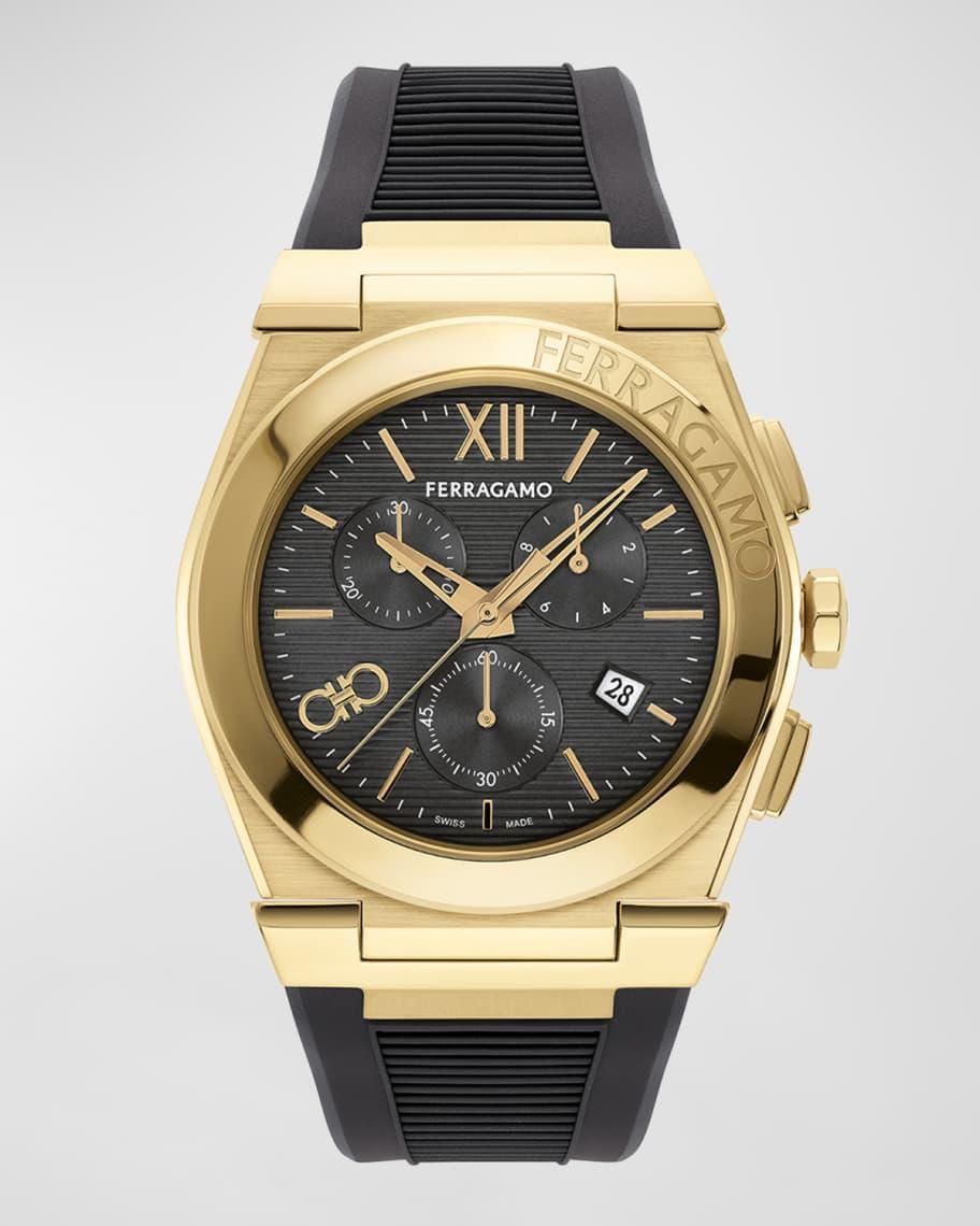 Men's Vega Chrono IP Yellow Gold Rubber-Strap Watch, 42mm Product Image