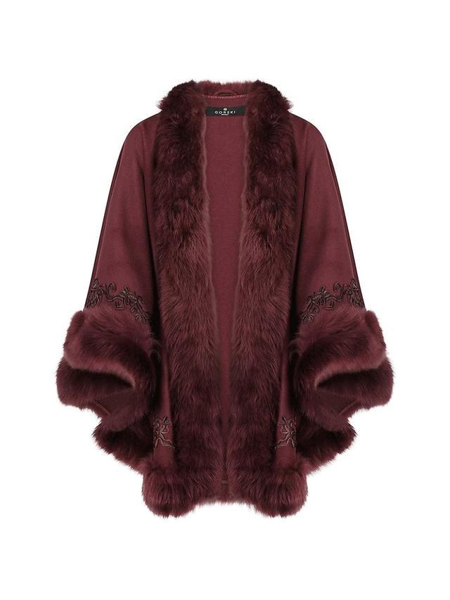 Womens Embroidered Wool and Cashmere Cape Product Image