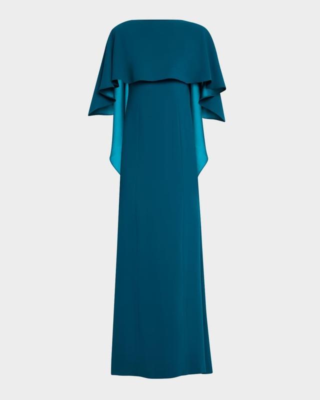 Crepe Back Satin Cape Gown Product Image