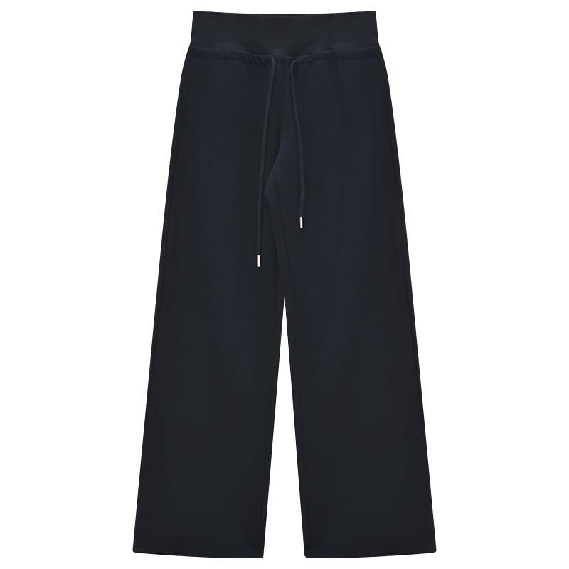 Mid Waist Plain Wide Leg Pants Product Image