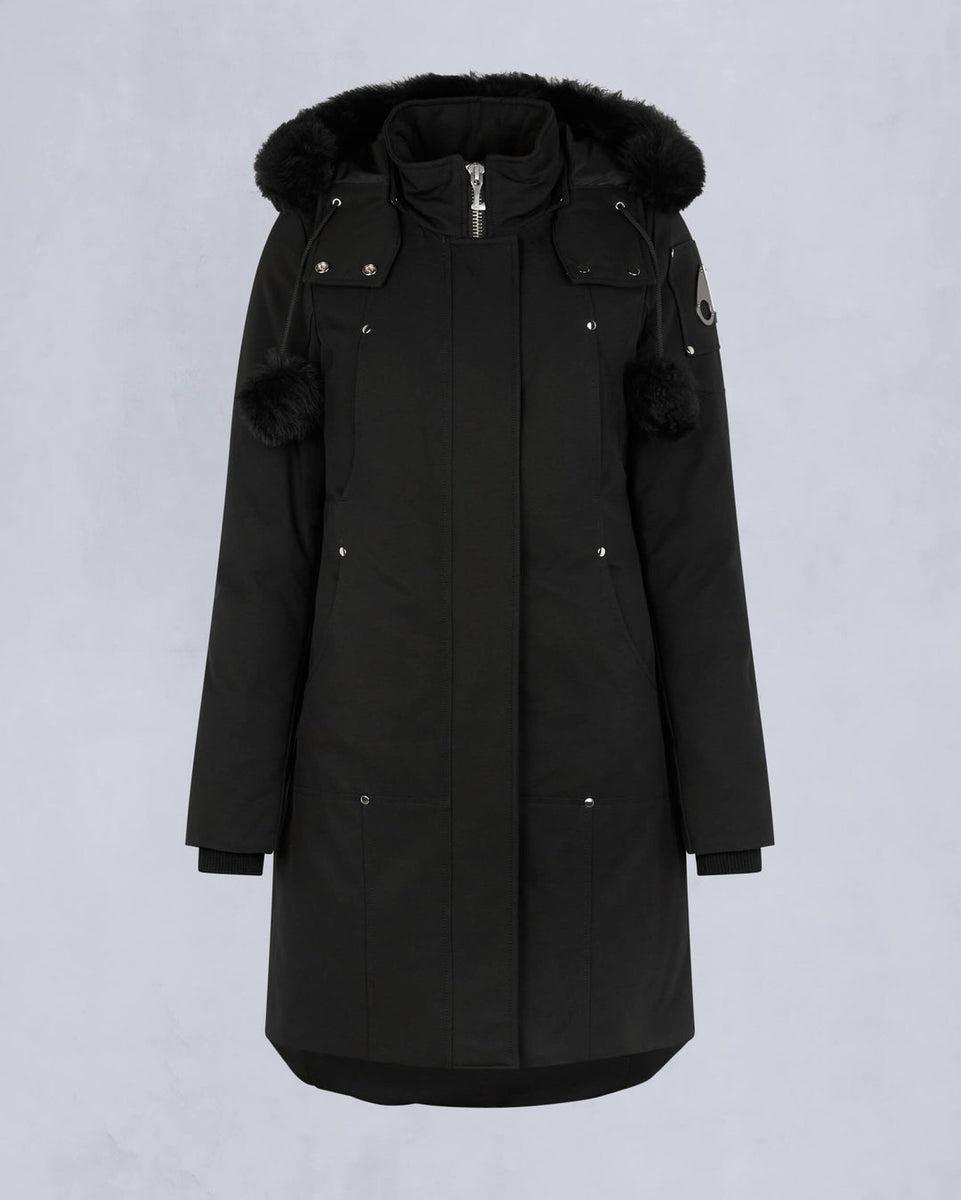 Moose Knuckles Womens Stirling Parka LDS in Black with Black Shearling Product Image