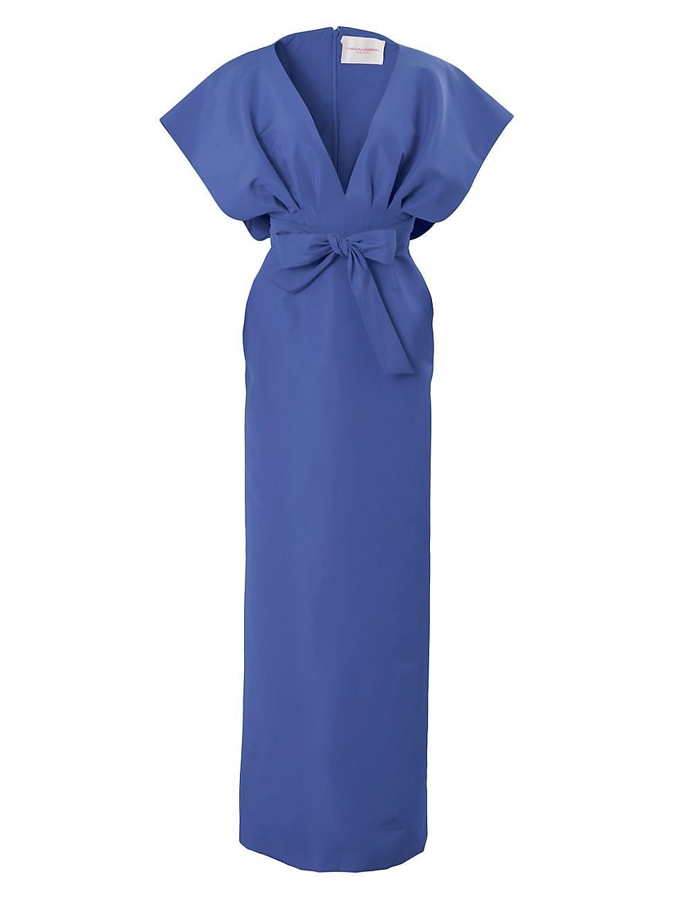 Womens Silk V-Neck Column Gown Product Image