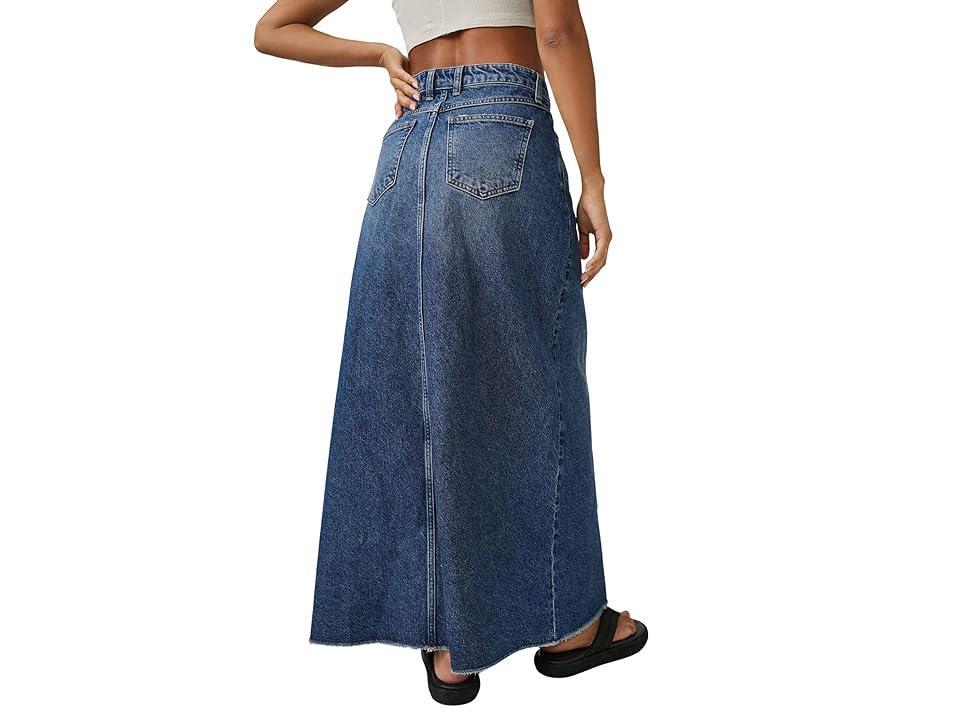 Free People Come As You Are Fray Hem Denim Maxi Skirt Product Image