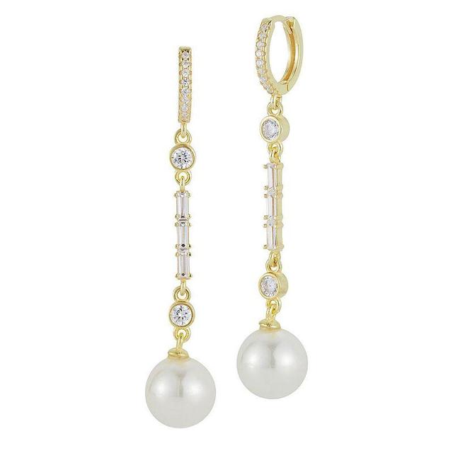 Sunkissed Sterling Freshwater Cultured Pearl & Cubic Zirconia Drop Earrings, Womens, Gold Product Image