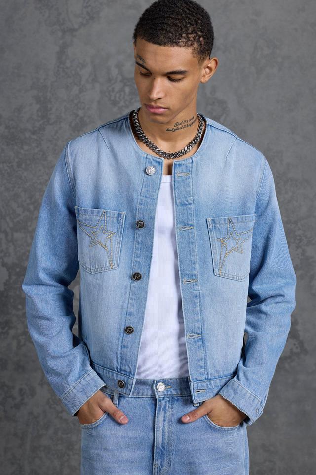 P-Star Regular Fit Boxy Pocket Detail Jean Jacket | boohooMAN USA Product Image