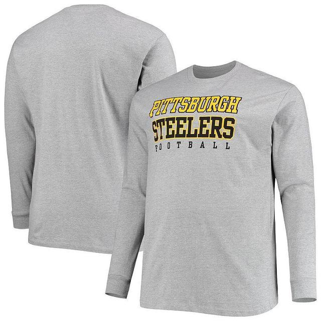 Mens Fanatics Branded Heathered Gray Pittsburgh Steelers Big & Tall Practice Long Sleeve T-Shirt Product Image