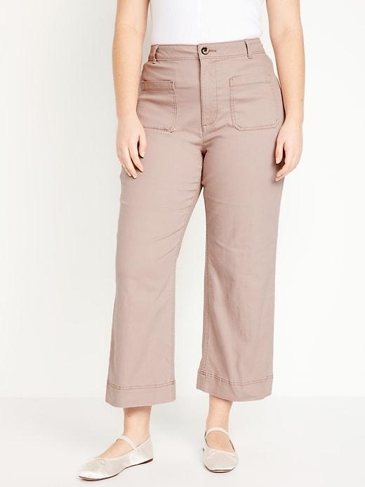 High-Waisted Crop Chino Wide-Leg Pants Product Image