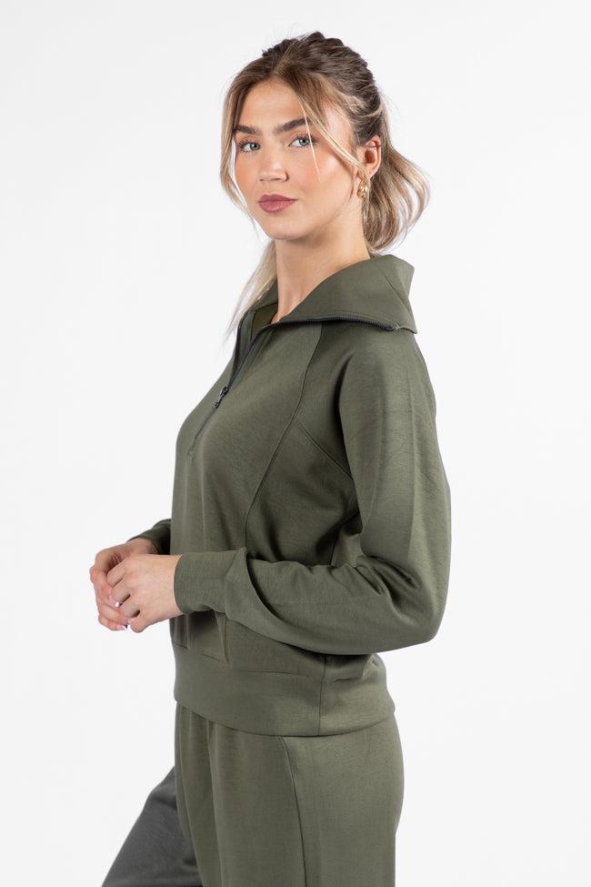 Let's Just Stay Green Quarter Zip Knit Pullover SALE Product Image