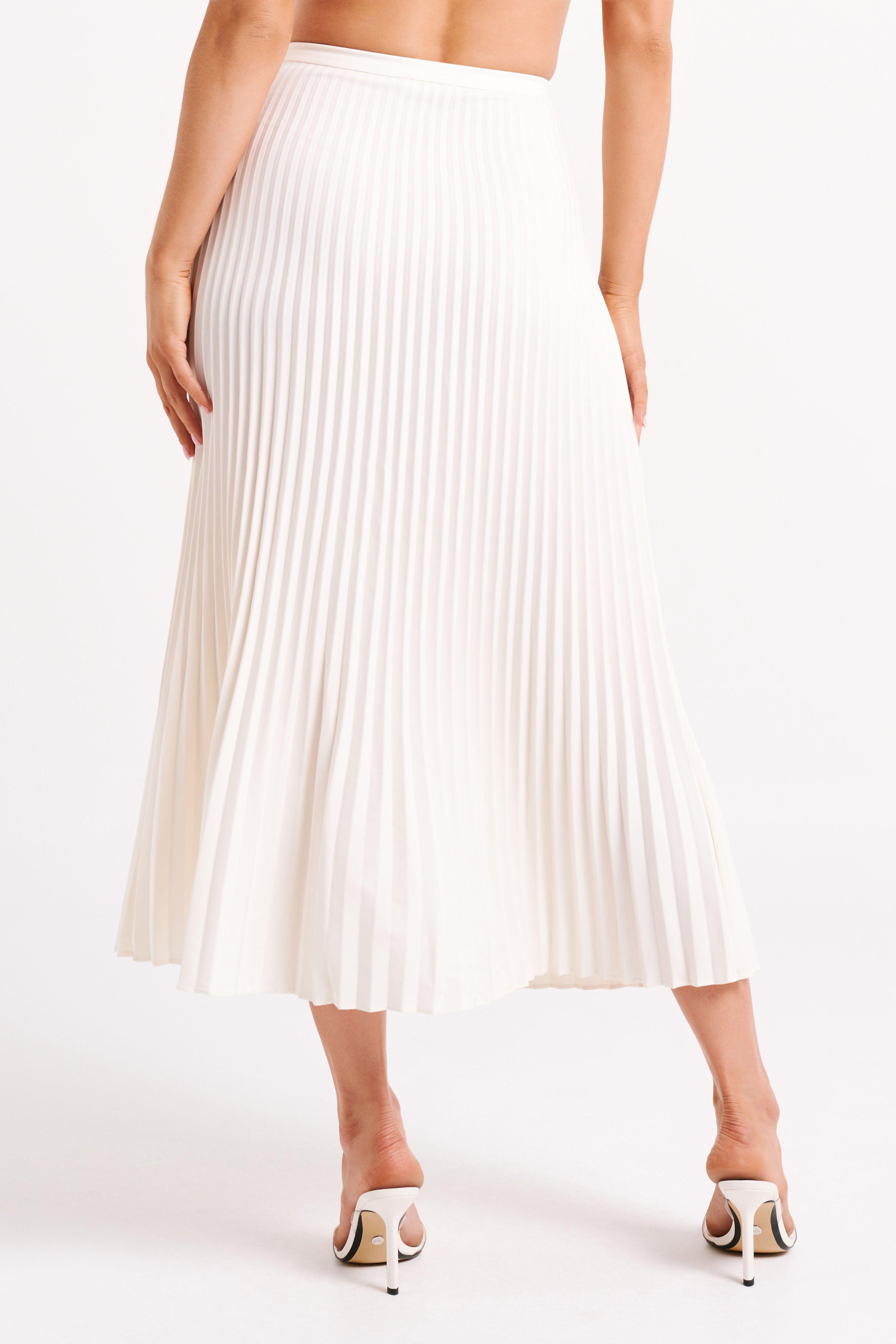 Twyla Pleated Suiting Maxi Skirt - Ivory Product Image