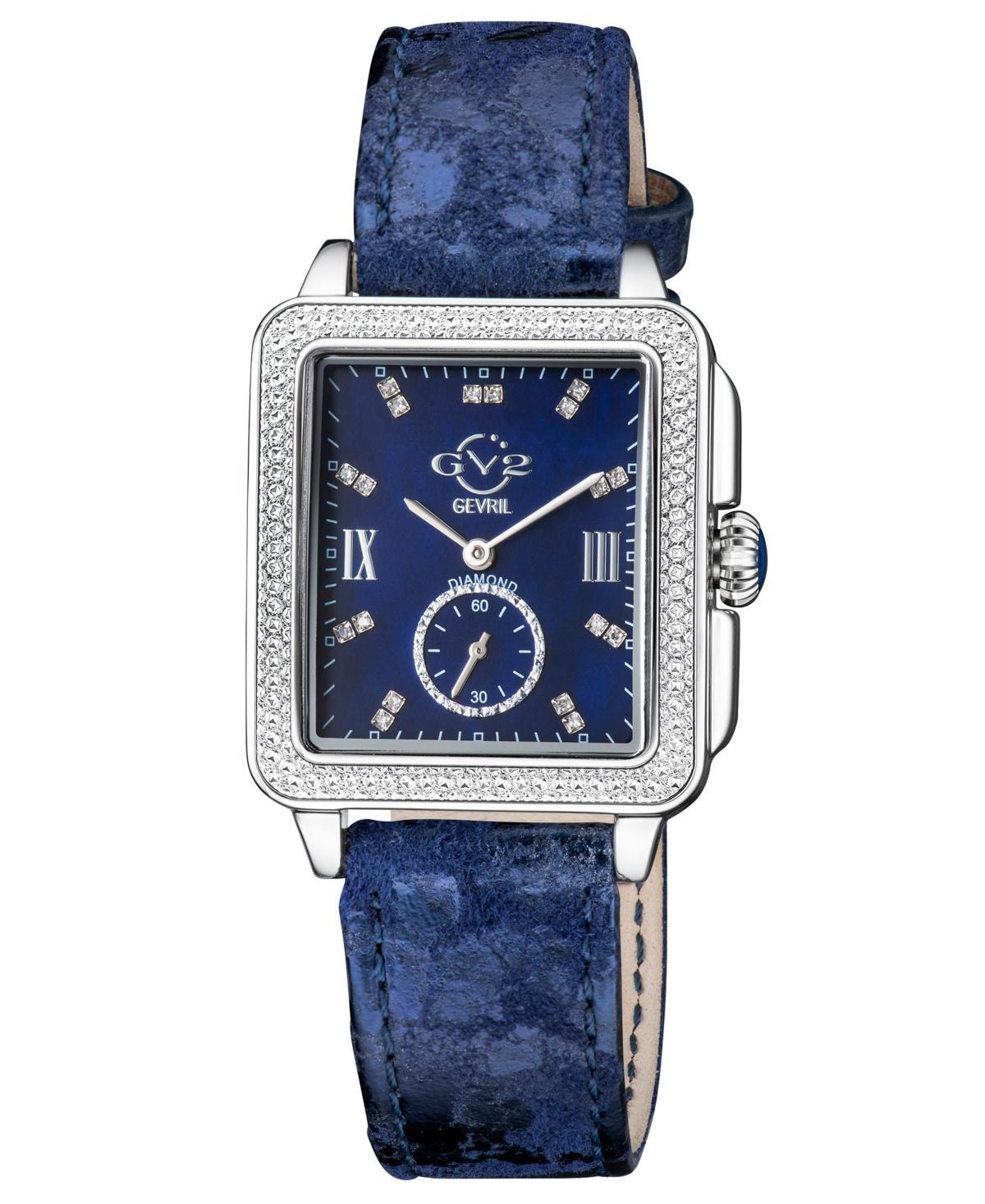 GV2 by Gevril Womens Bari Tortoise Swiss Quartz Diamond Accents Blue Handmade Italian Leather Strap Watch 34mm x 30mm Product Image