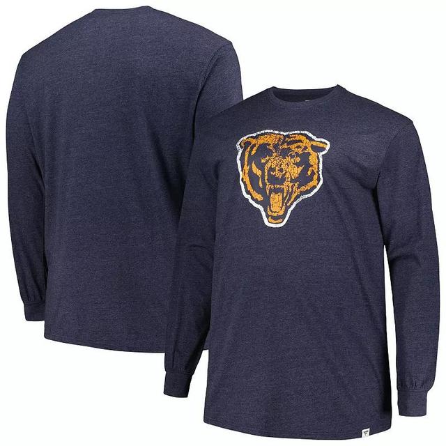 Mens Profile Heather Chicago Bears Big & Tall Throwback Long Sleeve T-Shirt Blue Product Image