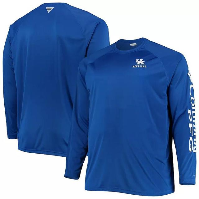 Mens Columbia Royal Kentucky Wildcats Big & Tall Terminal Tackle Raglan Omni-Shade Long Sleeve T-Shirt Product Image