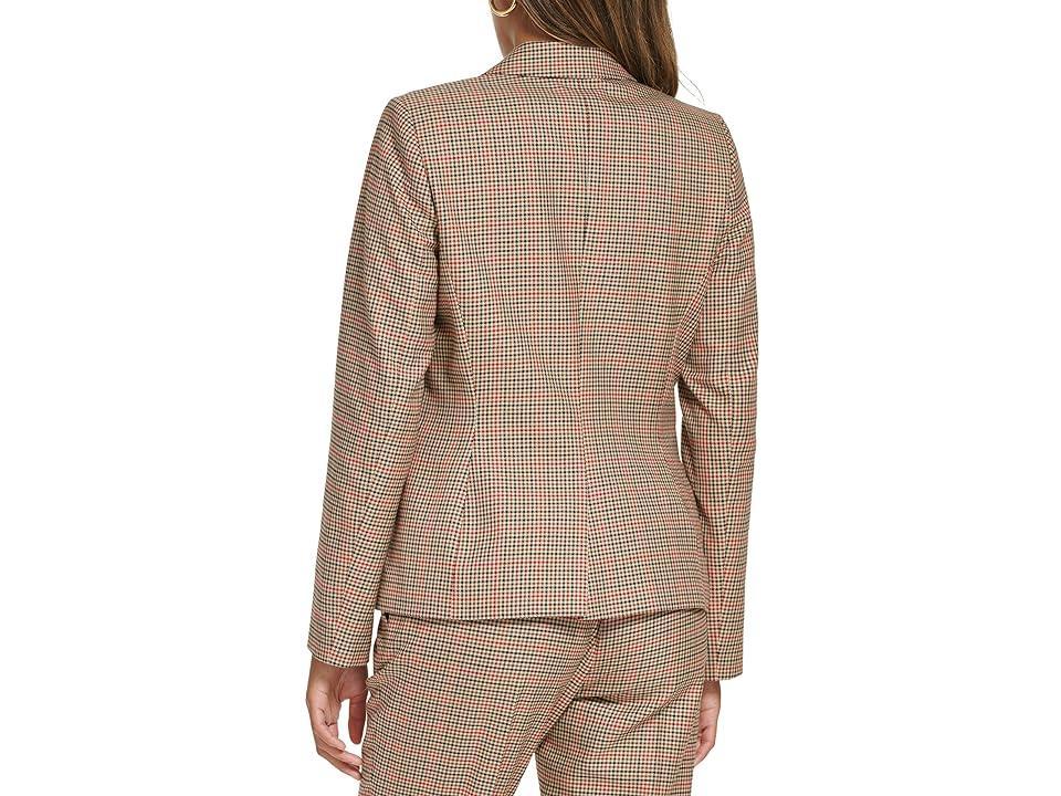 Tommy Hilfiger One-Button Plaid Blazer (Chili Pepper Multi) Women's Clothing Product Image