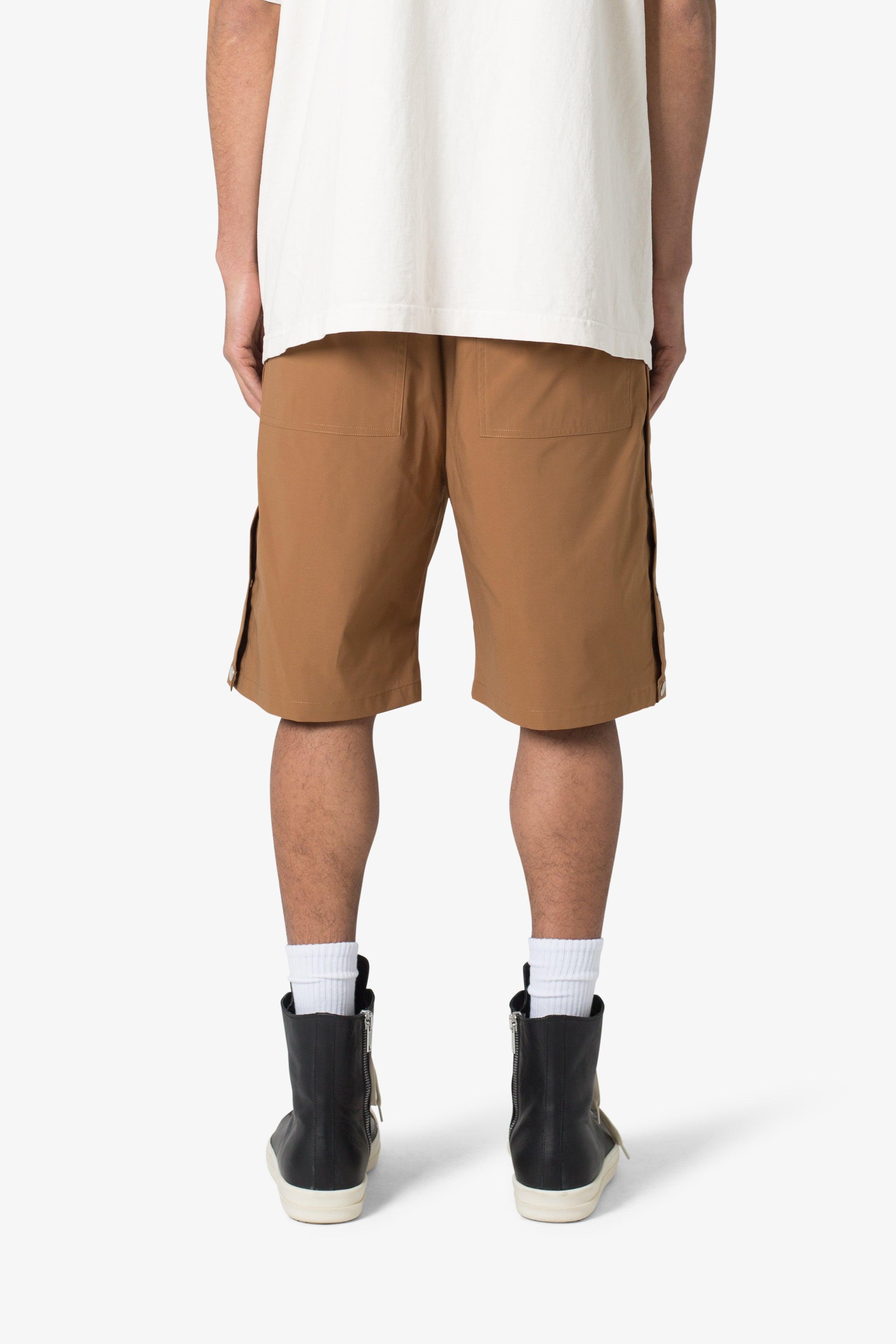 Side Snap Nylon Shorts - Brown Product Image