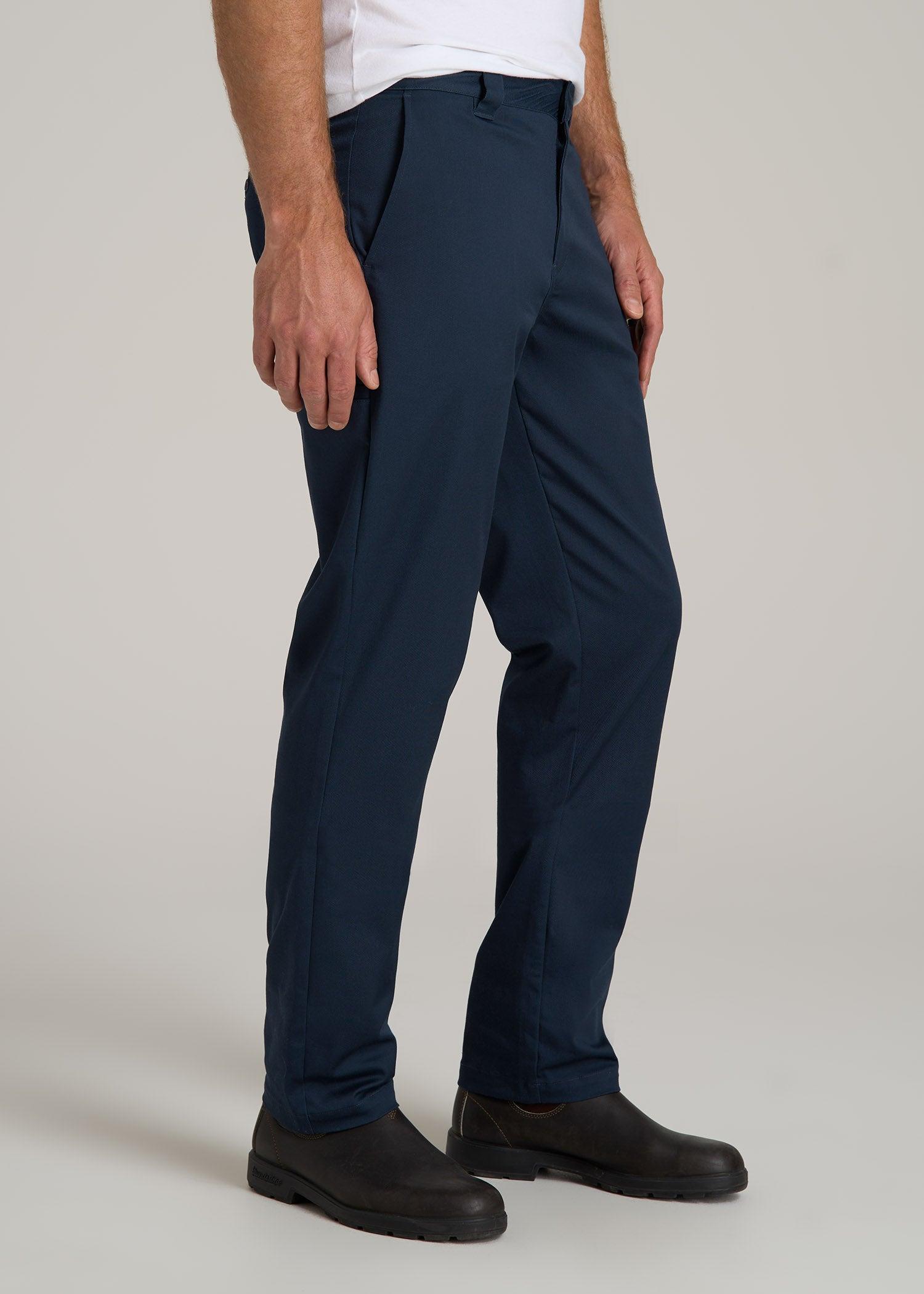 LJ&S Stretch Twill STRAIGHT-LEG Work Pants for Tall Men in Marine Blue Product Image