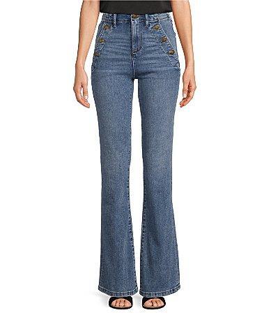 KARL LAGERFELD PARIS Flare Leg Stretch Denim Sailor Jeans Product Image