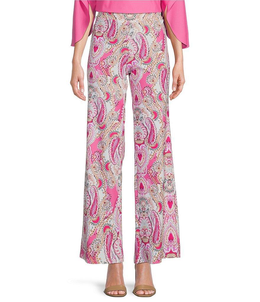 Jude Connally Trixie Jude Cloth Stretch Knit Oasis Paisley Peony Print Elastic Waist Straight Wide-Leg Pull-On Pants Product Image