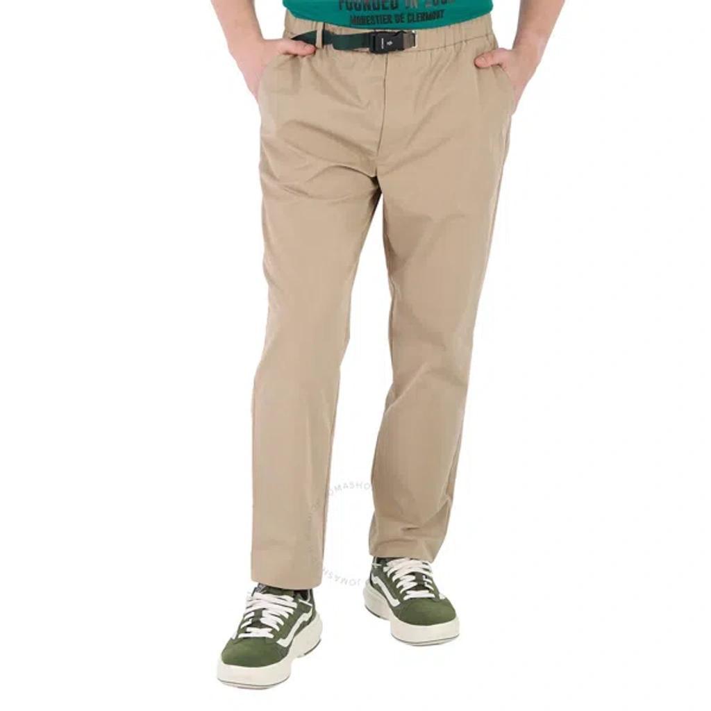 Men's Camel Belted Tailored Trousers In Yellow product image