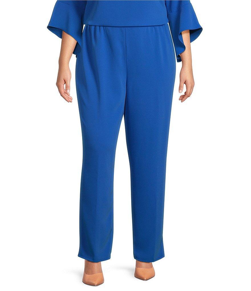 Caroline Rose Plus Size Matte Crepe Pull-On Straight Leg Pants Product Image