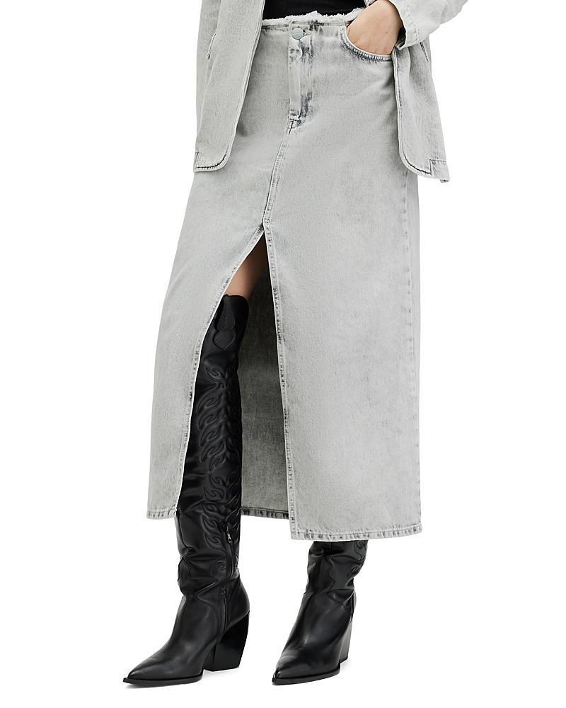 AllSaints Honor Maxi Skirt (Snow Grey) Women's Skirt Product Image