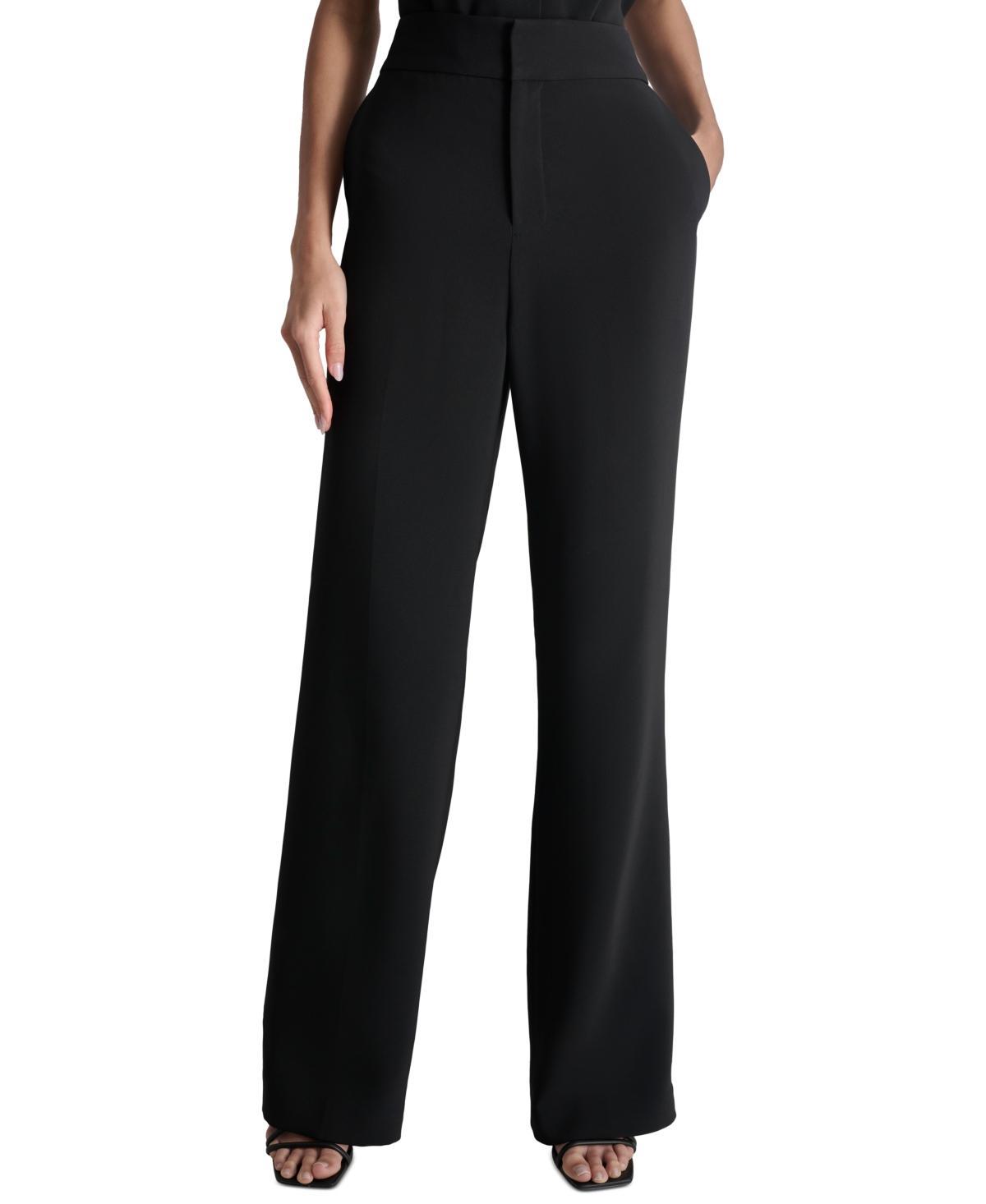 Women's High-Waist Front-Zip Wide-Leg Pants Product Image