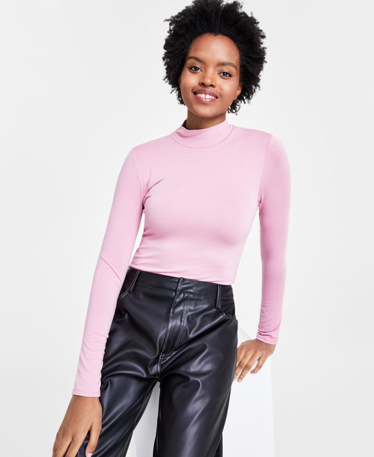 Bar Iii Womens Mock Neck Long-Sleeve Jersey Bodysuit, Created for Macys Product Image