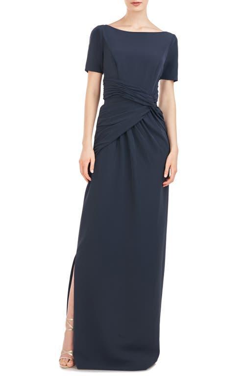 Kay Unger Garbo Gathered Column Gown Product Image