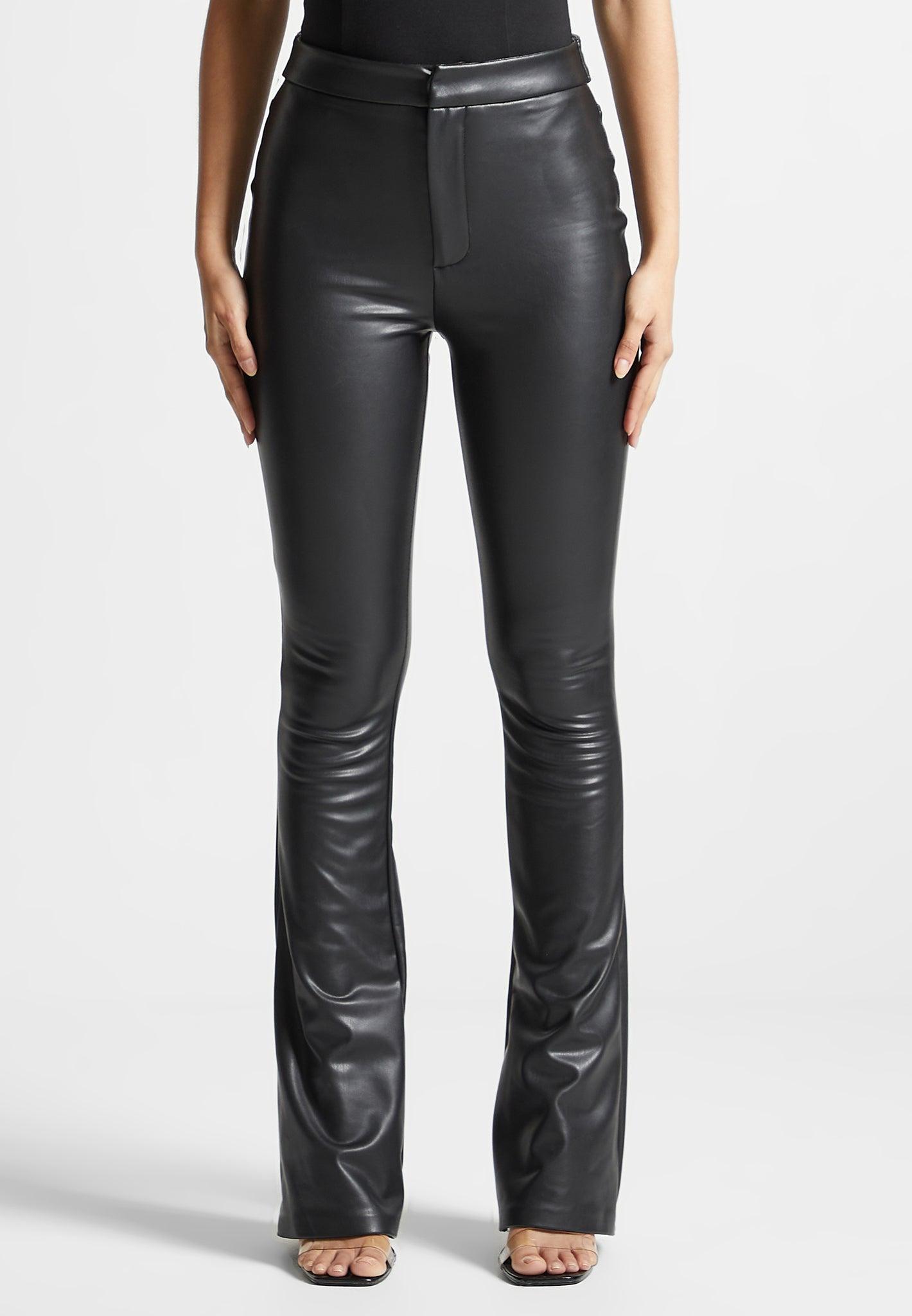 Leather Mini Flared Leggings - Black Female Product Image