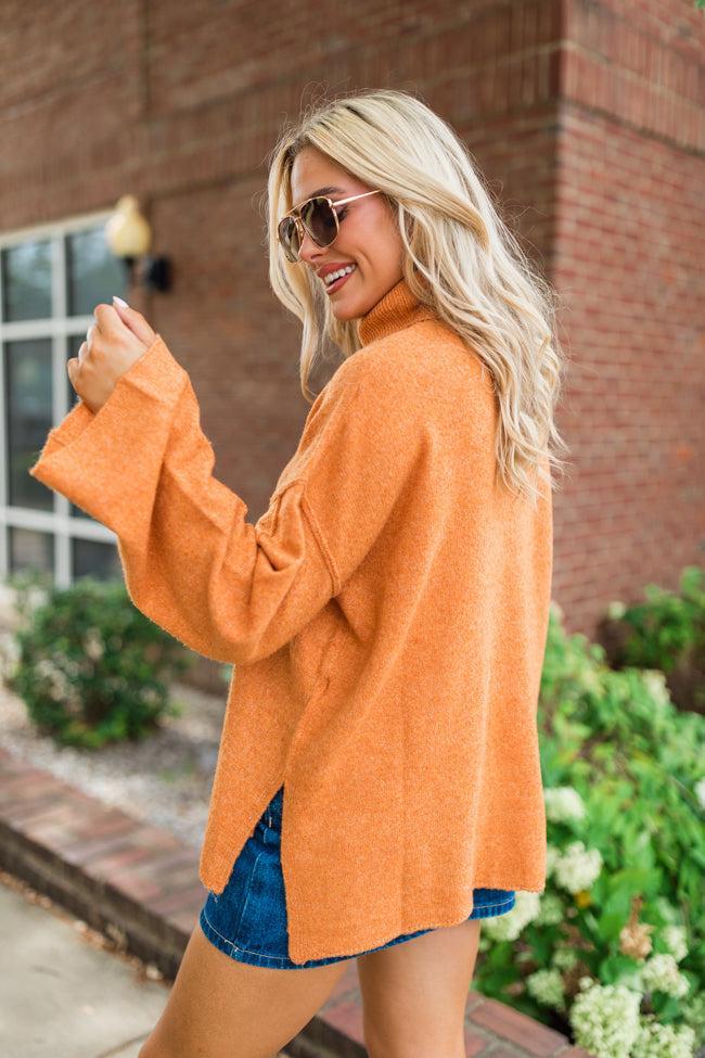 One and Only Rust Brushed Turtleneck Sweater Product Image