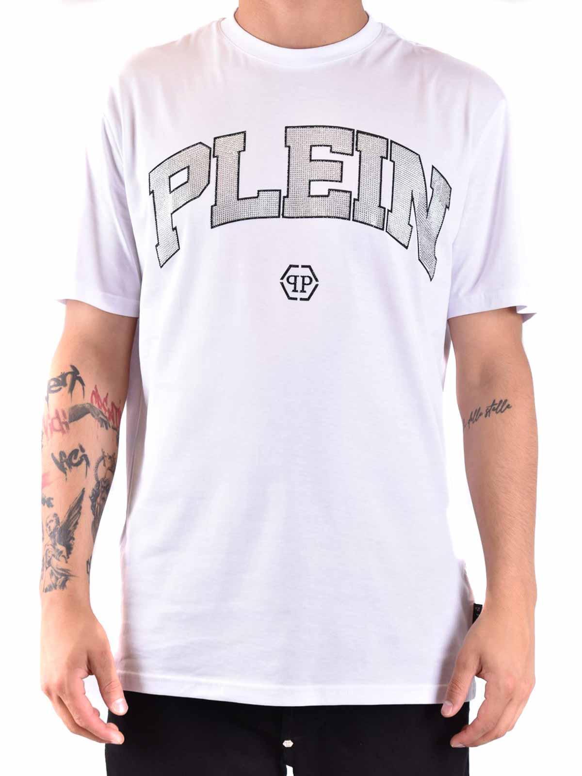 PHILIPP PLEIN Logo-embellished Cotton T-shirt In White Product Image