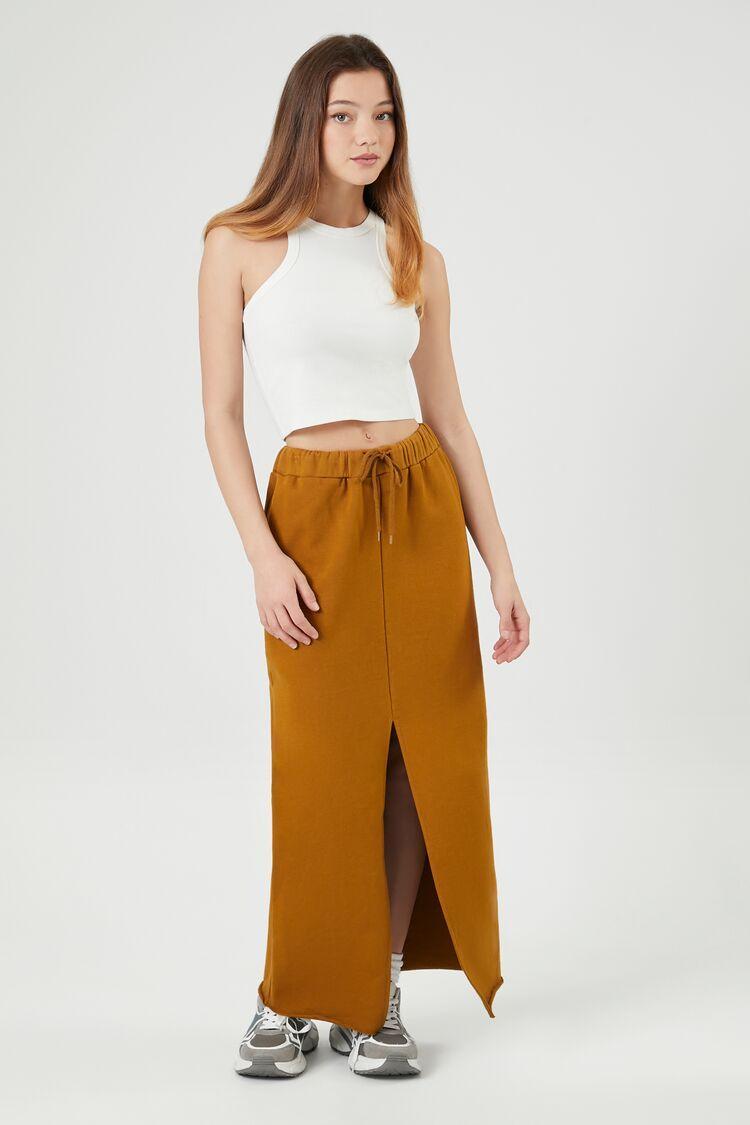 French Terry Split-Hem Maxi Skirt | Forever 21 Product Image