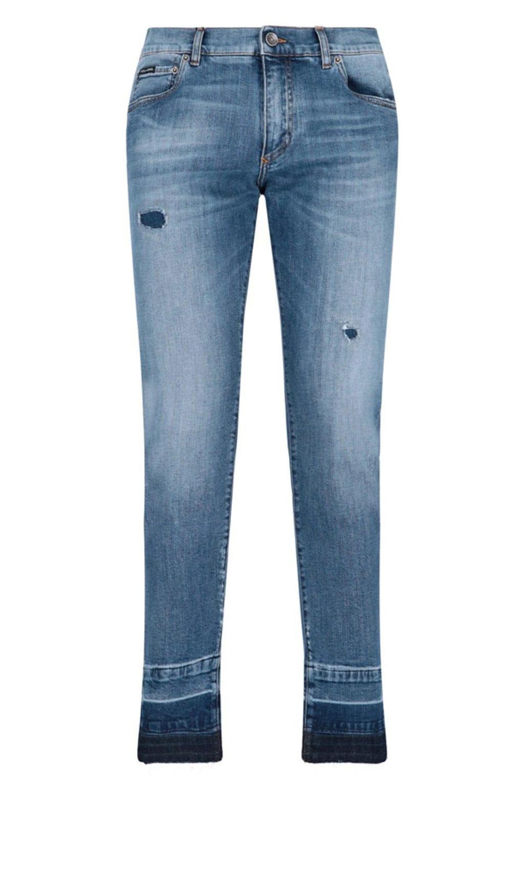 Distressed Straight-leg Jeans In Blue Product Image