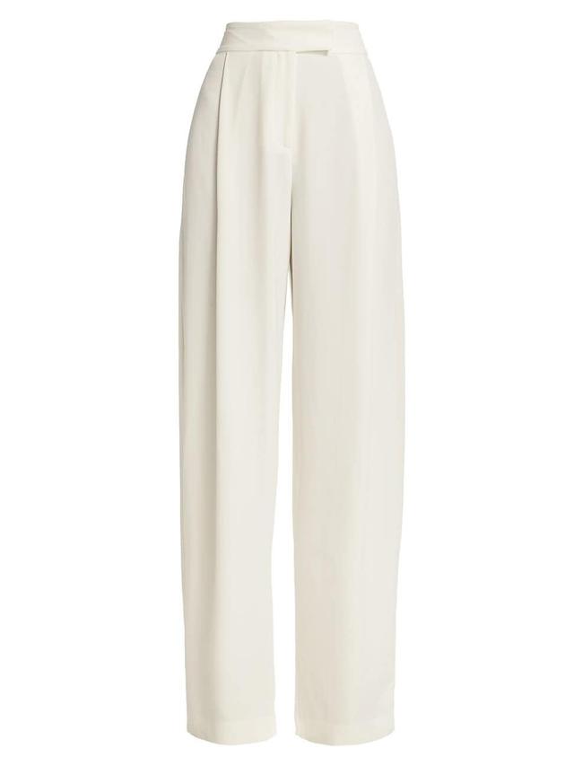 Womens Pleated Crepe Wide-Leg Pants Product Image