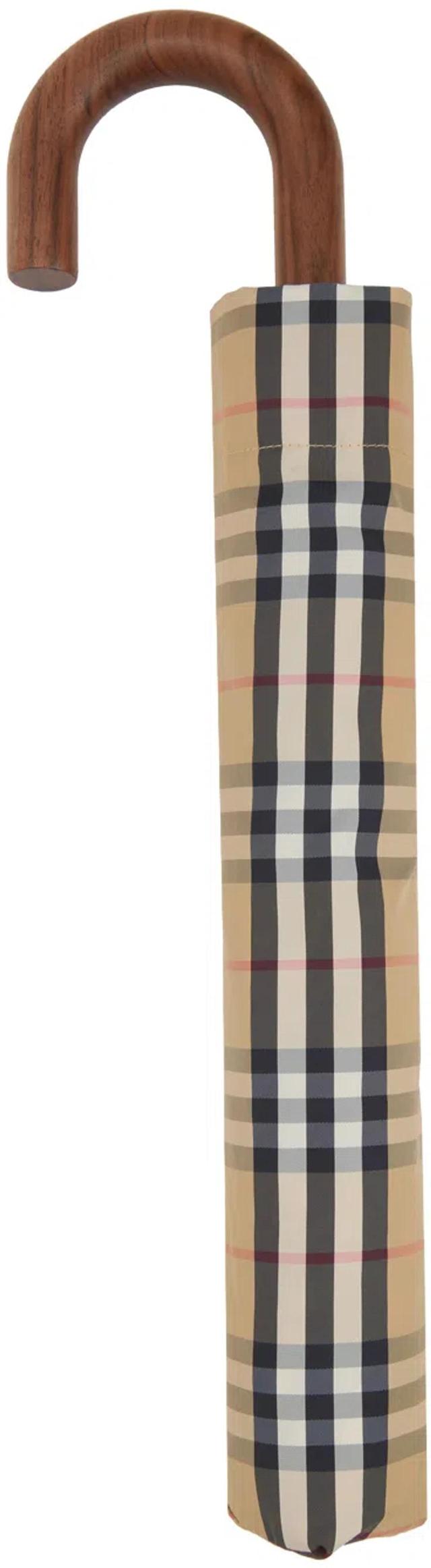 BURBERRY Beige Check Folding Umbrella In Archive Beige Product Image