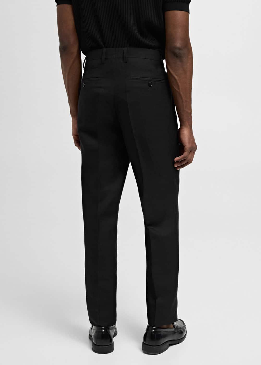 MANGO MAN - Linen lyocell suit pants blackMen Product Image