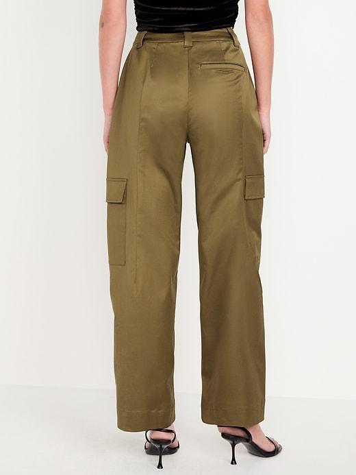 Extra-High Waisted Satin Cargo Barrel Wide-Leg Pants Product Image