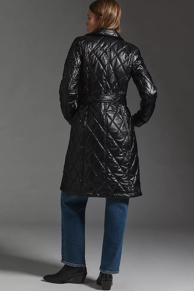 Badgley Mischka Yolanda Quilted Faux-Leather Trench Coat Product Image