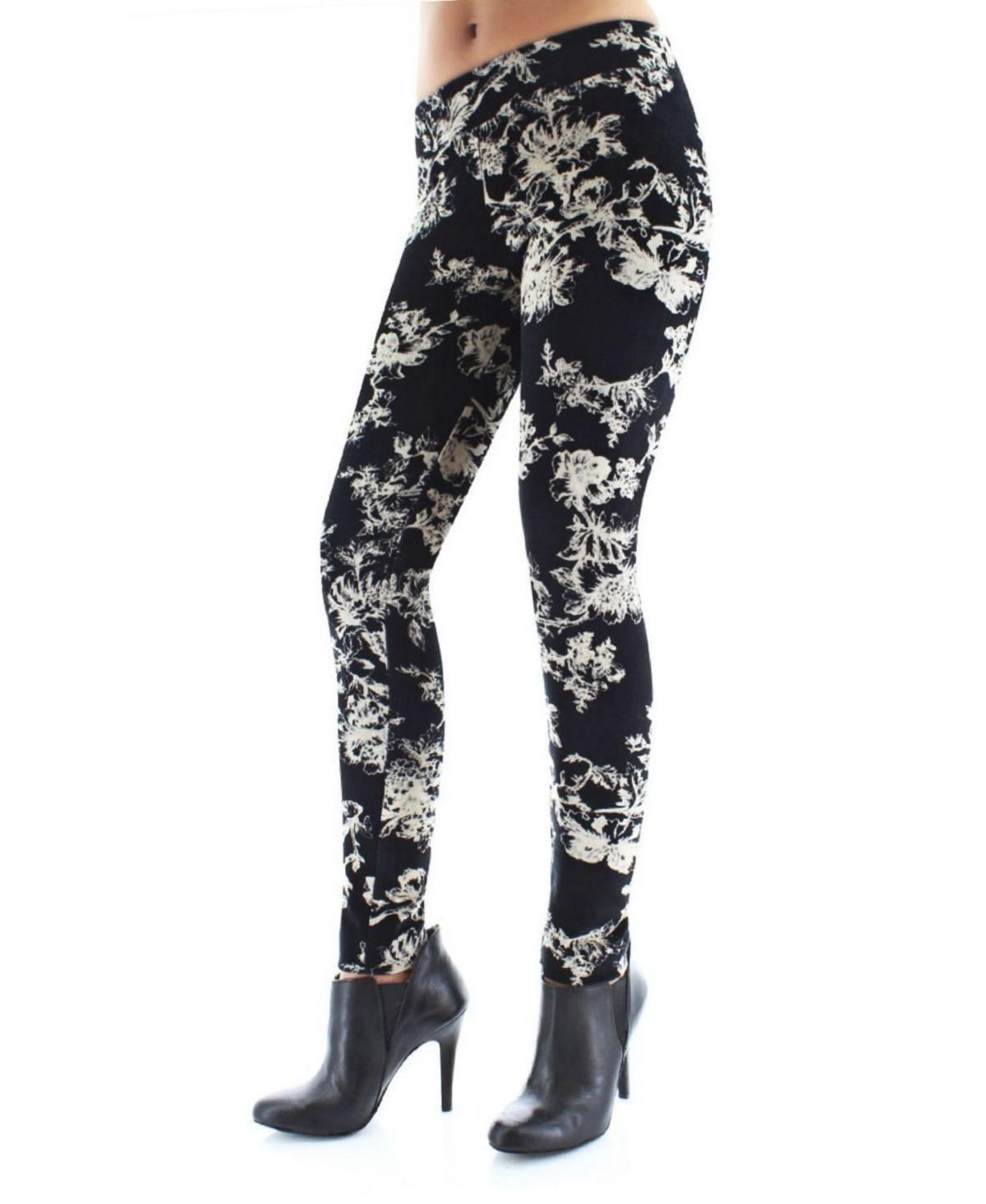 Women's Velvet Abstract Floral Cotton Blend Leggings Product Image