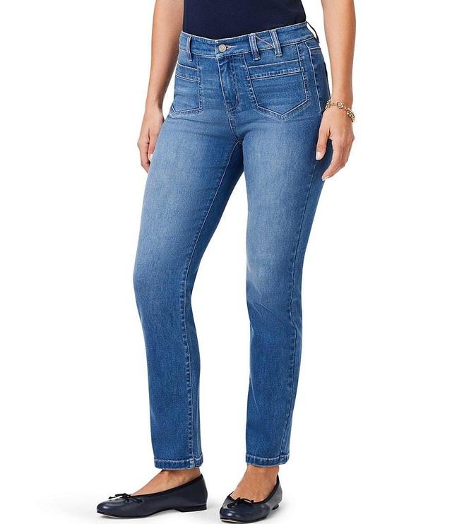 NIC + ZOE Mid Rise Straight Leg Patch Pocket Denim Ankle Jeans Product Image