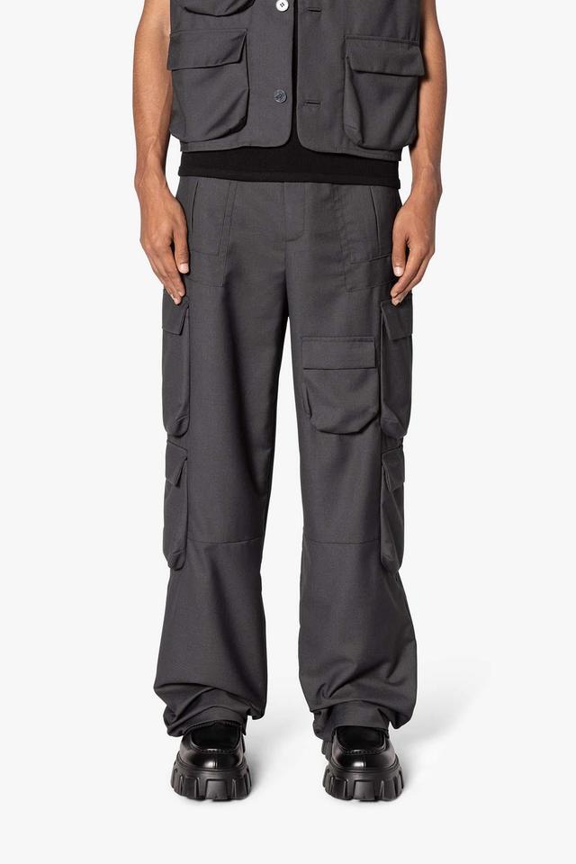 Bonded Gabardine Cargo Pants - Grey Product Image