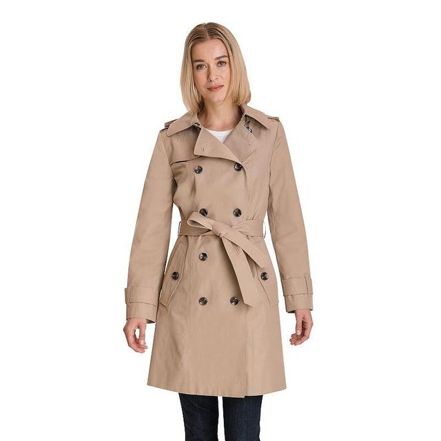 Womens London Fog Double Breasted Trench Coat Black Product Image