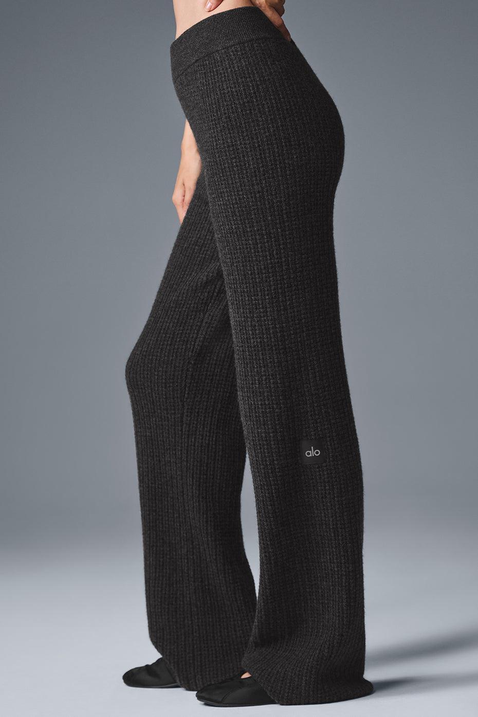 Cashmere High-Waist Plush Waffle Pant - Dark Heather Grey Product Image