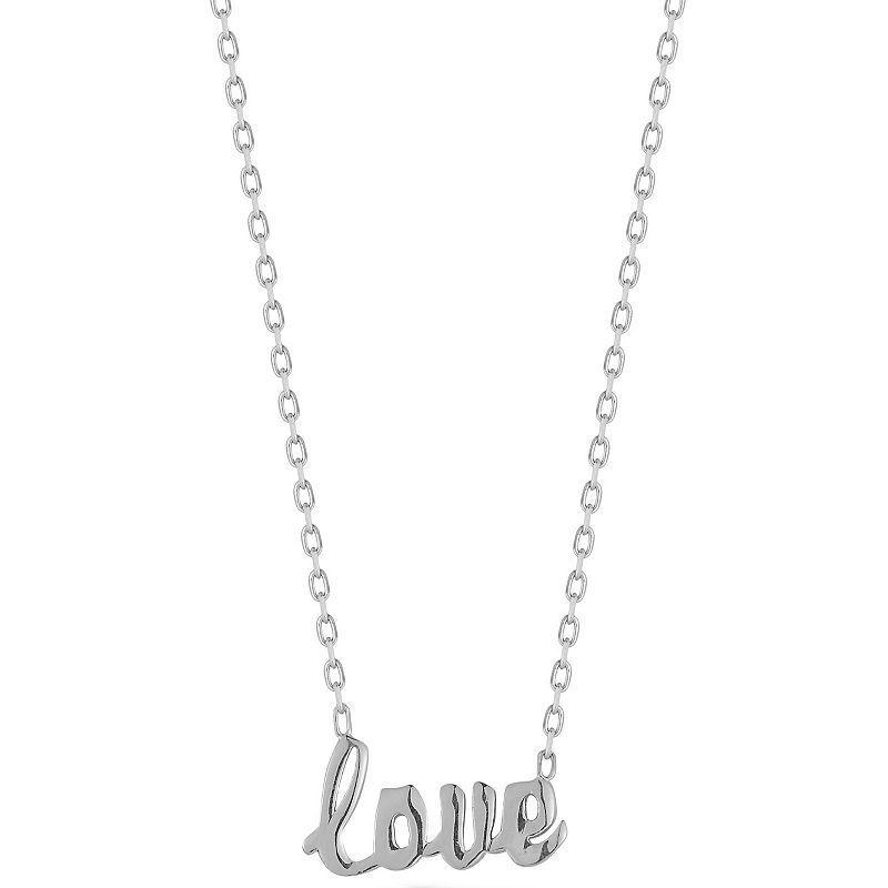 Sunkissed Sterling 14k Gold Over Silver Script Love Necklace, Womens Silver Tone Product Image